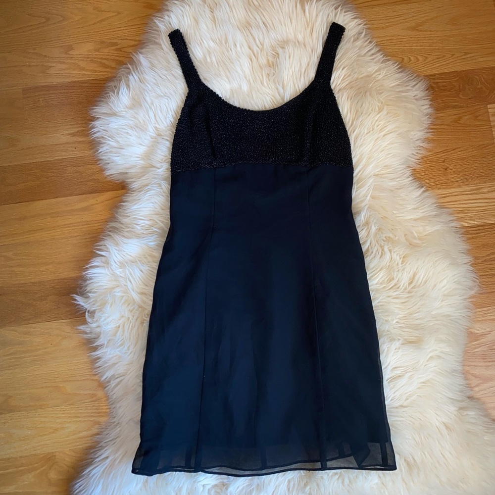 90’s Reggio beaded bust black mini dress women’s size 6 - Picture 4 of 5